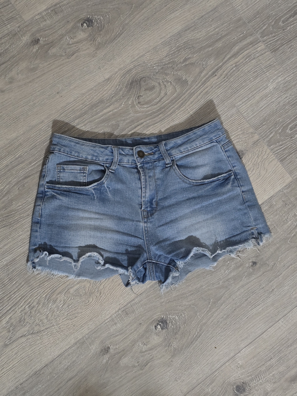 Classic Light Blue Distressed Denim Cutoff Shorts